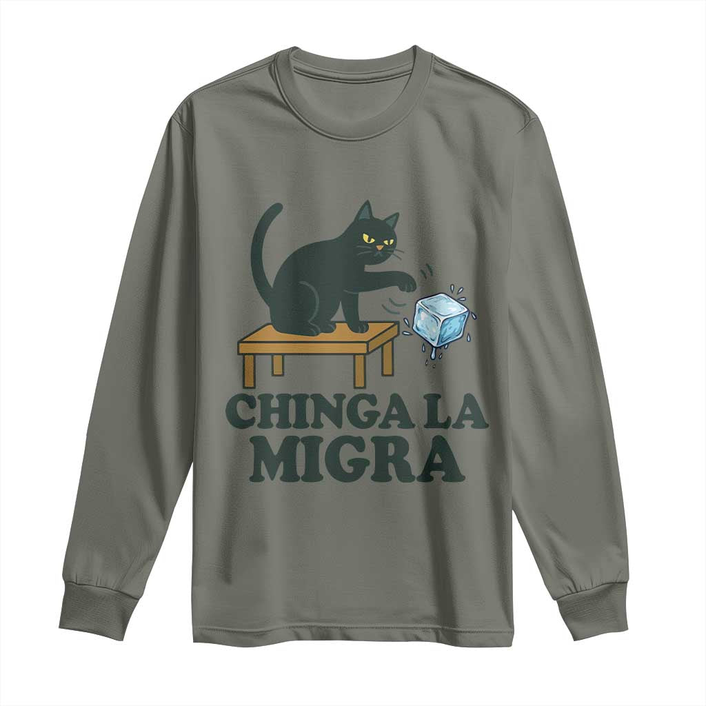 Chinga La Migra Long Sleeve Shirt Funny Immigration Rights Cat Political