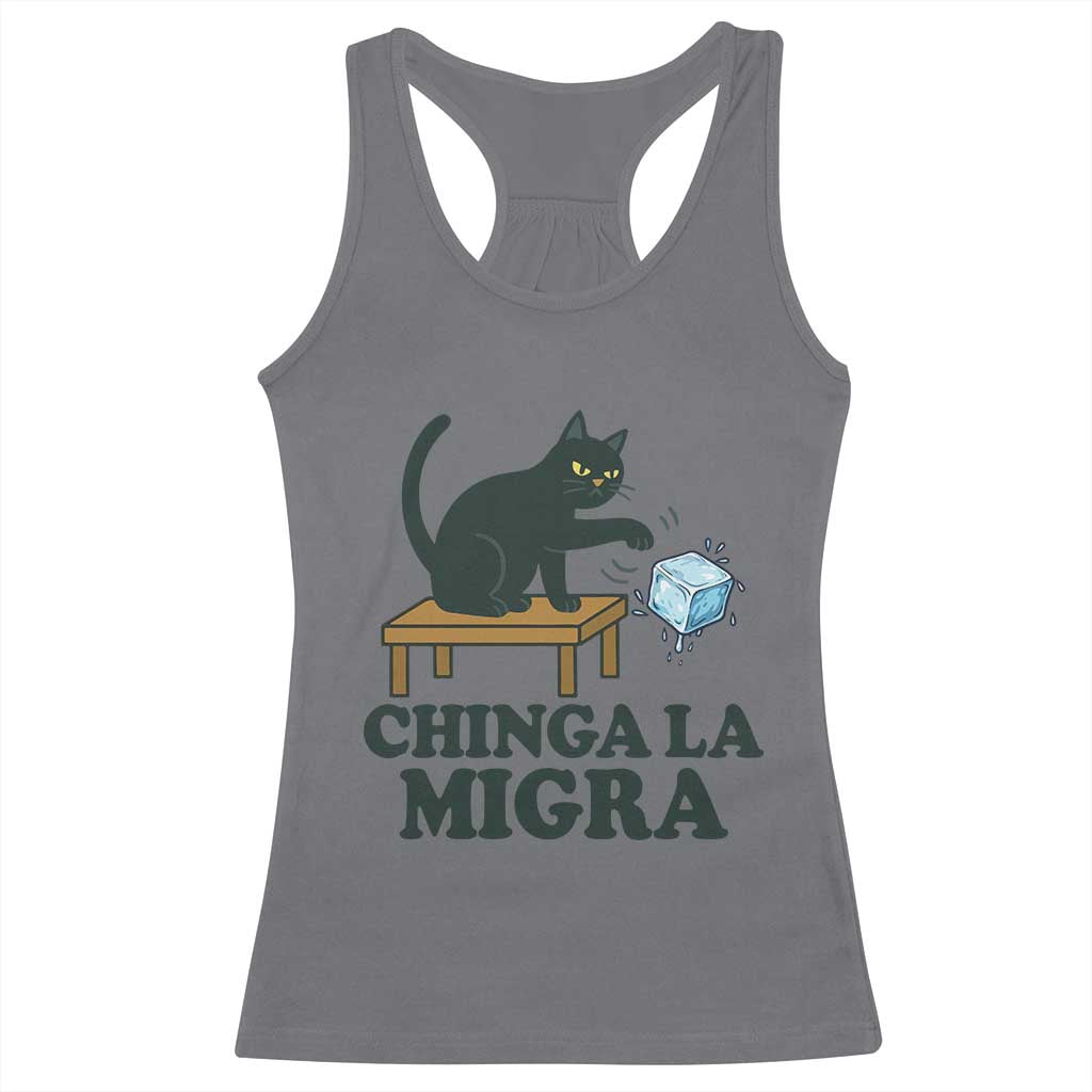 Chinga La Migra Racerback Tank Top Funny Immigration Rights Cat Political