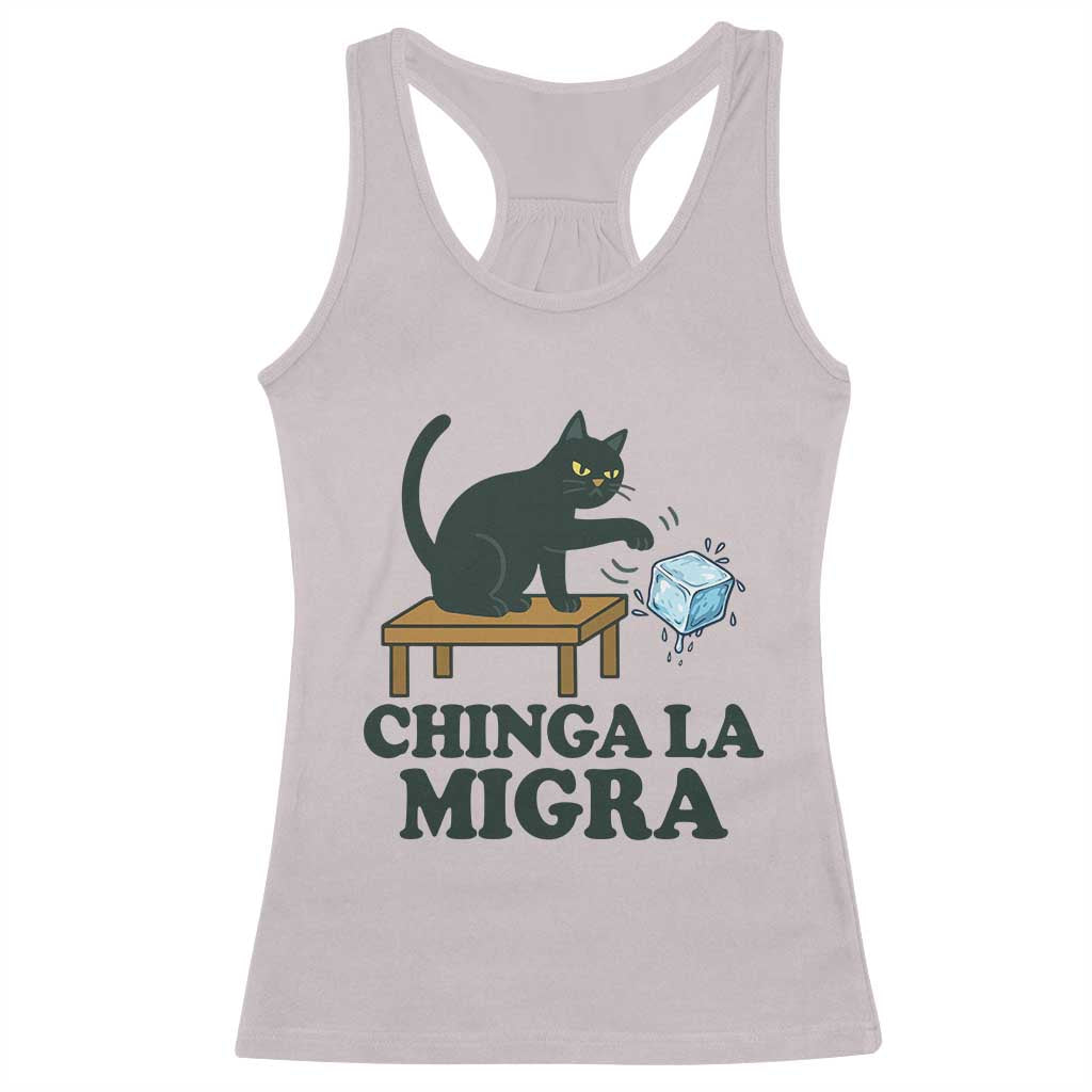 Chinga La Migra Racerback Tank Top Funny Immigration Rights Cat Political