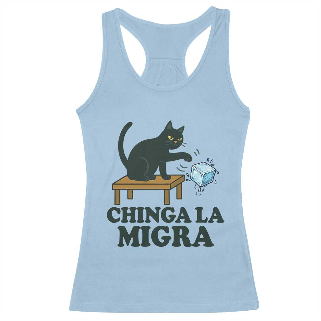 Chinga La Migra Racerback Tank Top Funny Immigration Rights Cat Political
