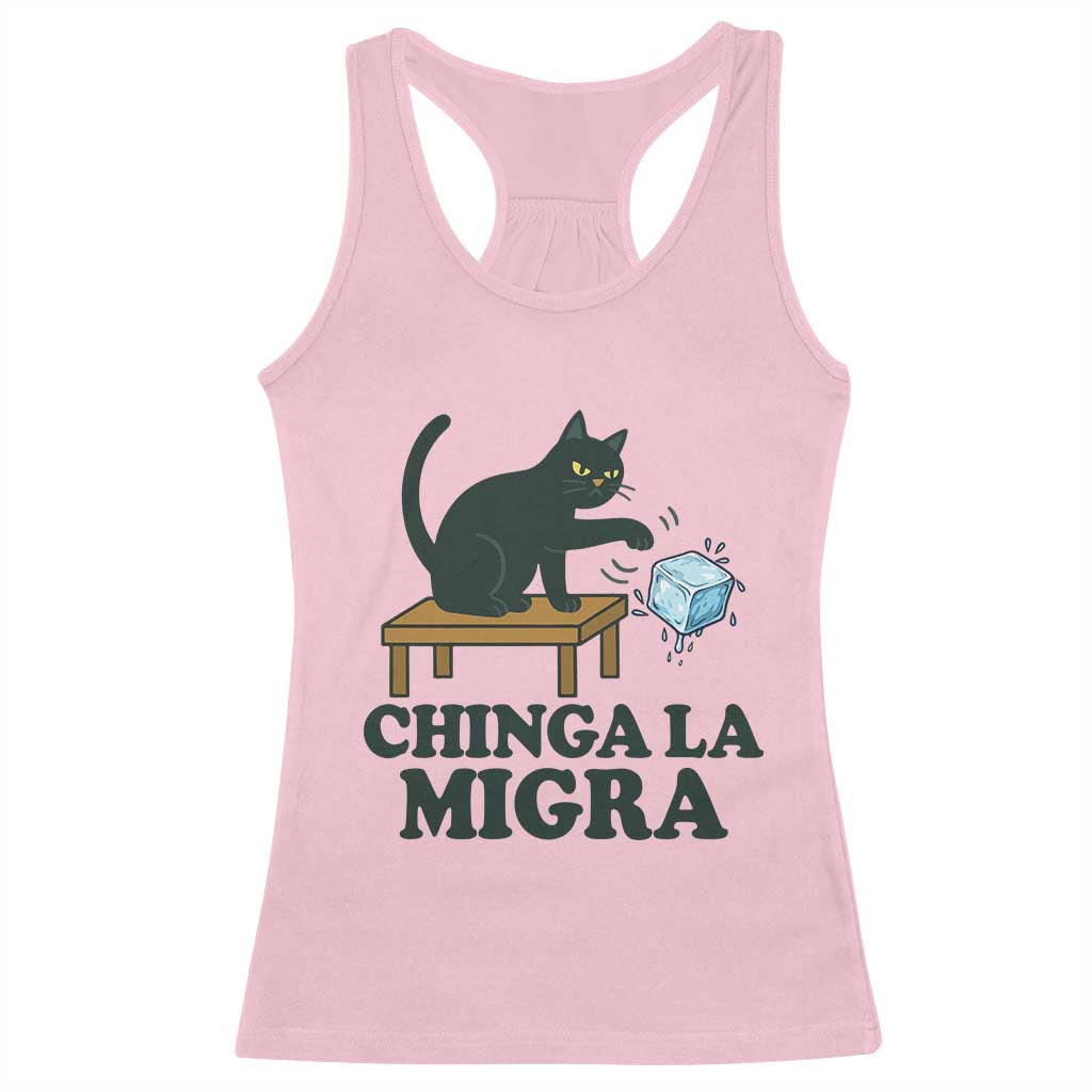 Chinga La Migra Racerback Tank Top Funny Immigration Rights Cat Political