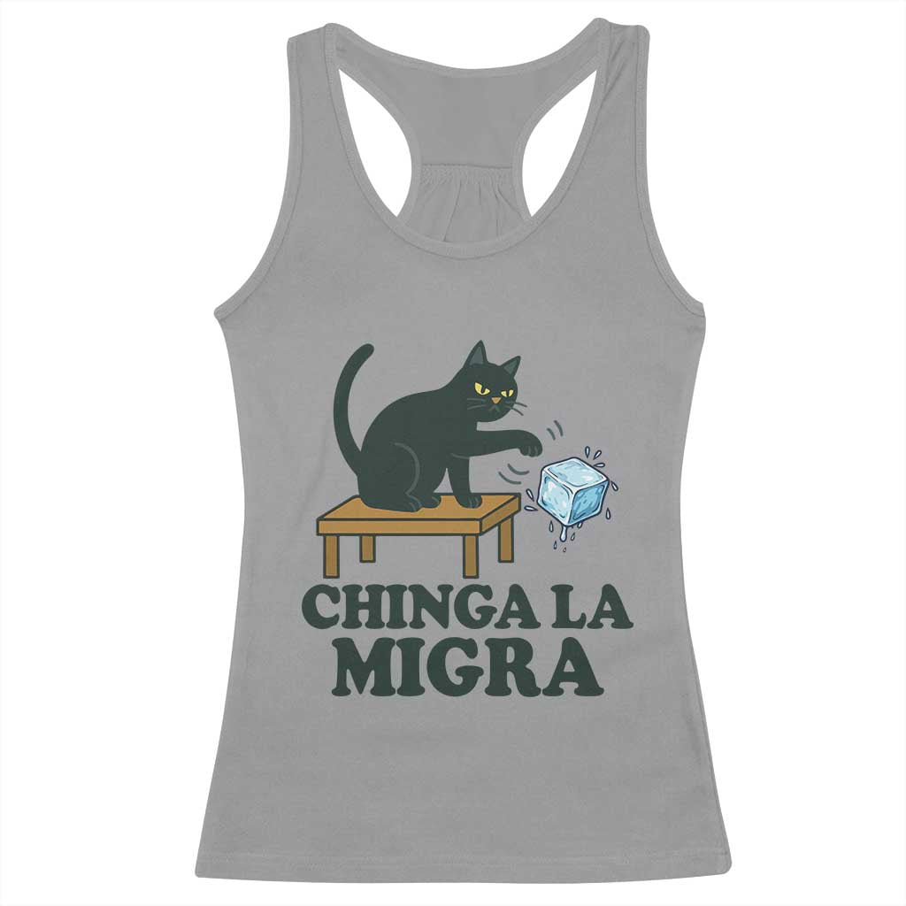 Chinga La Migra Racerback Tank Top Funny Immigration Rights Cat Political