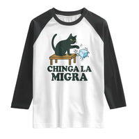 Chinga La Migra Raglan Shirt Funny Immigration Rights Cat Political