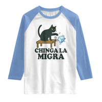 Chinga La Migra Raglan Shirt Funny Immigration Rights Cat Political
