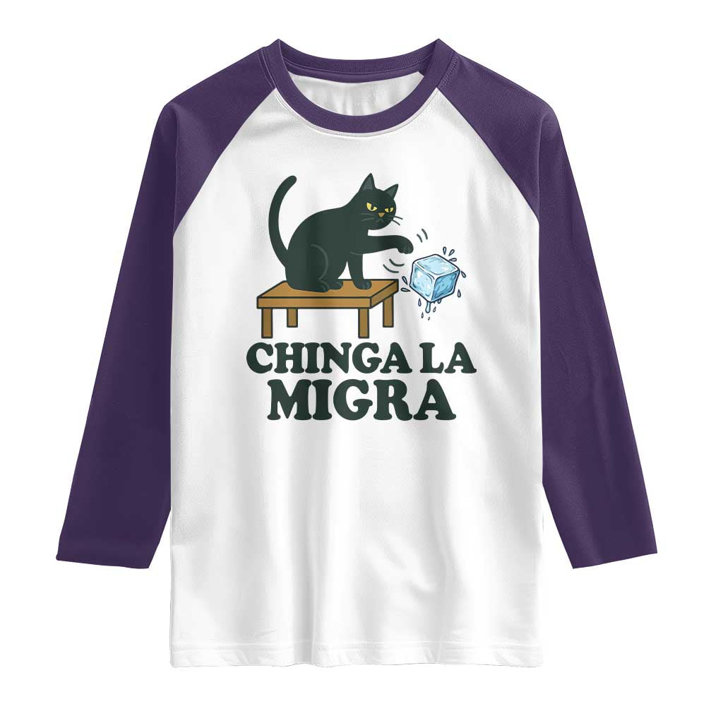 Chinga La Migra Raglan Shirt Funny Immigration Rights Cat Political