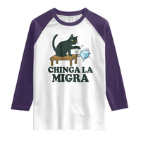 Chinga La Migra Raglan Shirt Funny Immigration Rights Cat Political