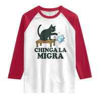 Chinga La Migra Raglan Shirt Funny Immigration Rights Cat Political