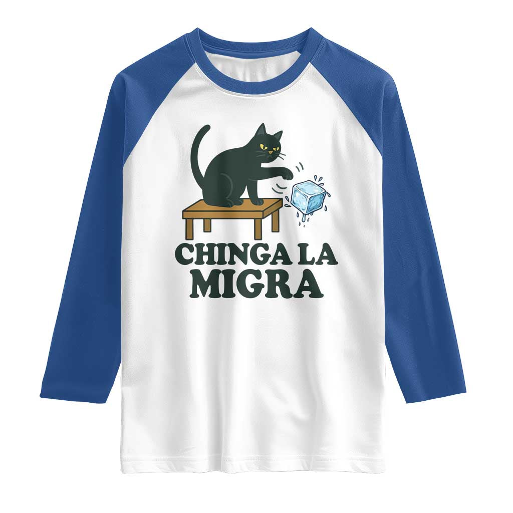 Chinga La Migra Raglan Shirt Funny Immigration Rights Cat Political