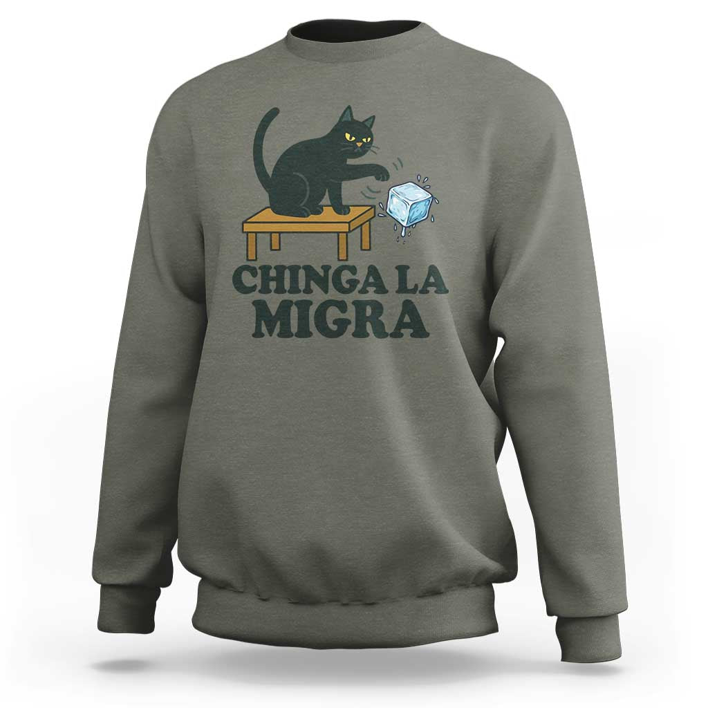 Chinga La Migra Sweatshirt Funny Immigration Rights Cat Political