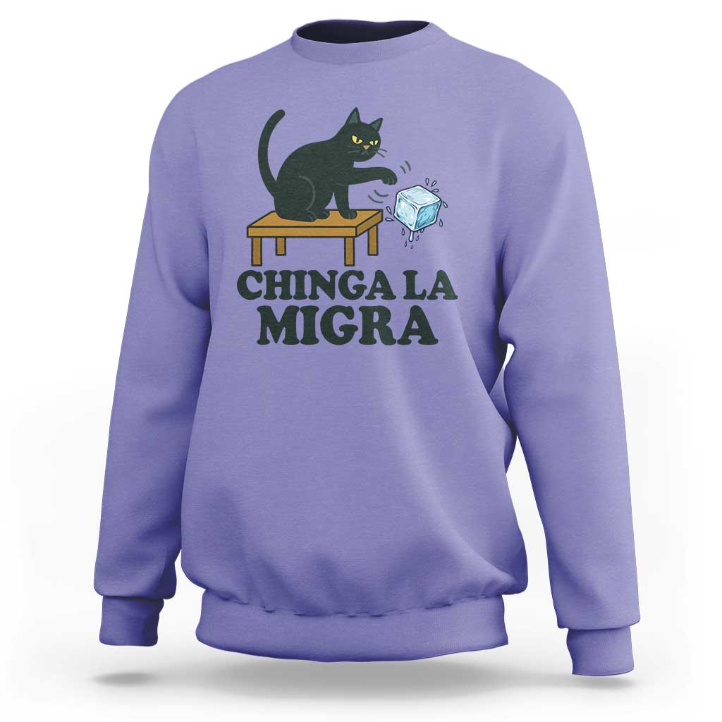 Chinga La Migra Sweatshirt Funny Immigration Rights Cat Political