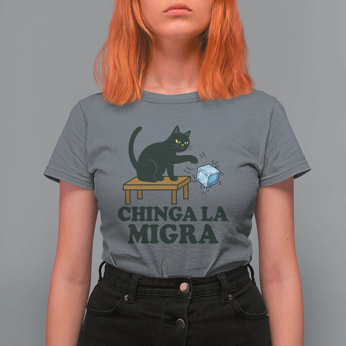 Chinga La Migra T Shirt For Women Funny Immigration Rights Cat Political
