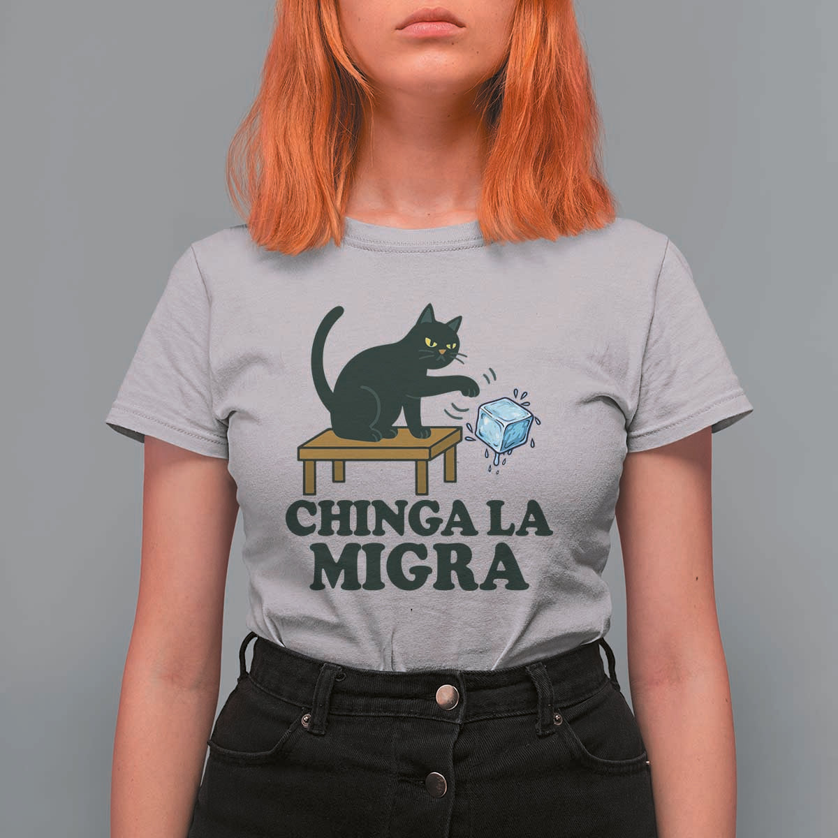 Chinga La Migra T Shirt For Women Funny Immigration Rights Cat Political