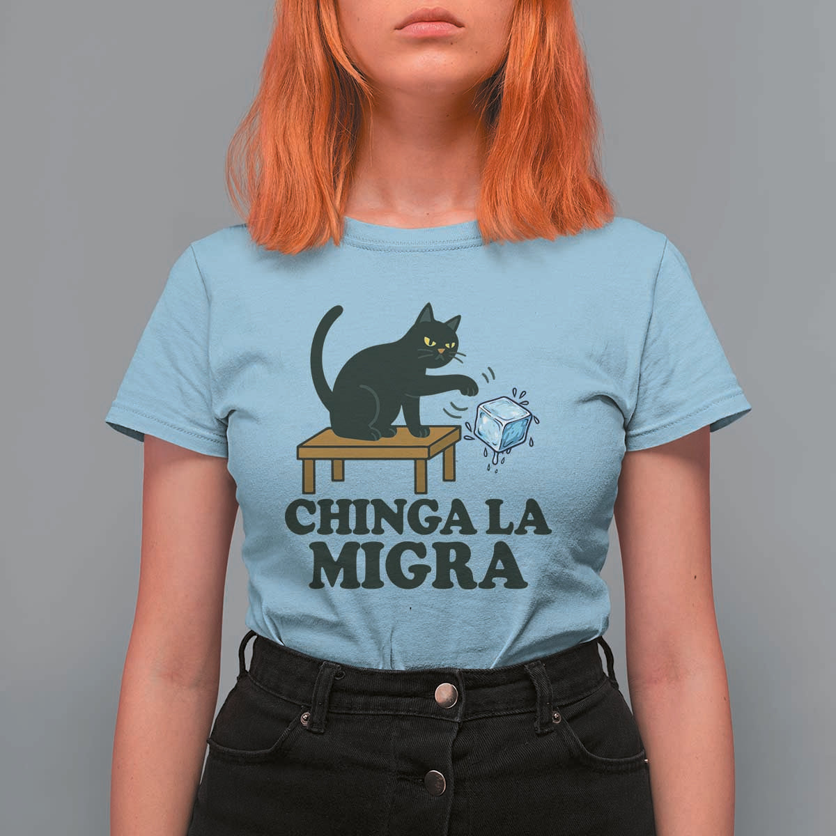 Chinga La Migra T Shirt For Women Funny Immigration Rights Cat Political