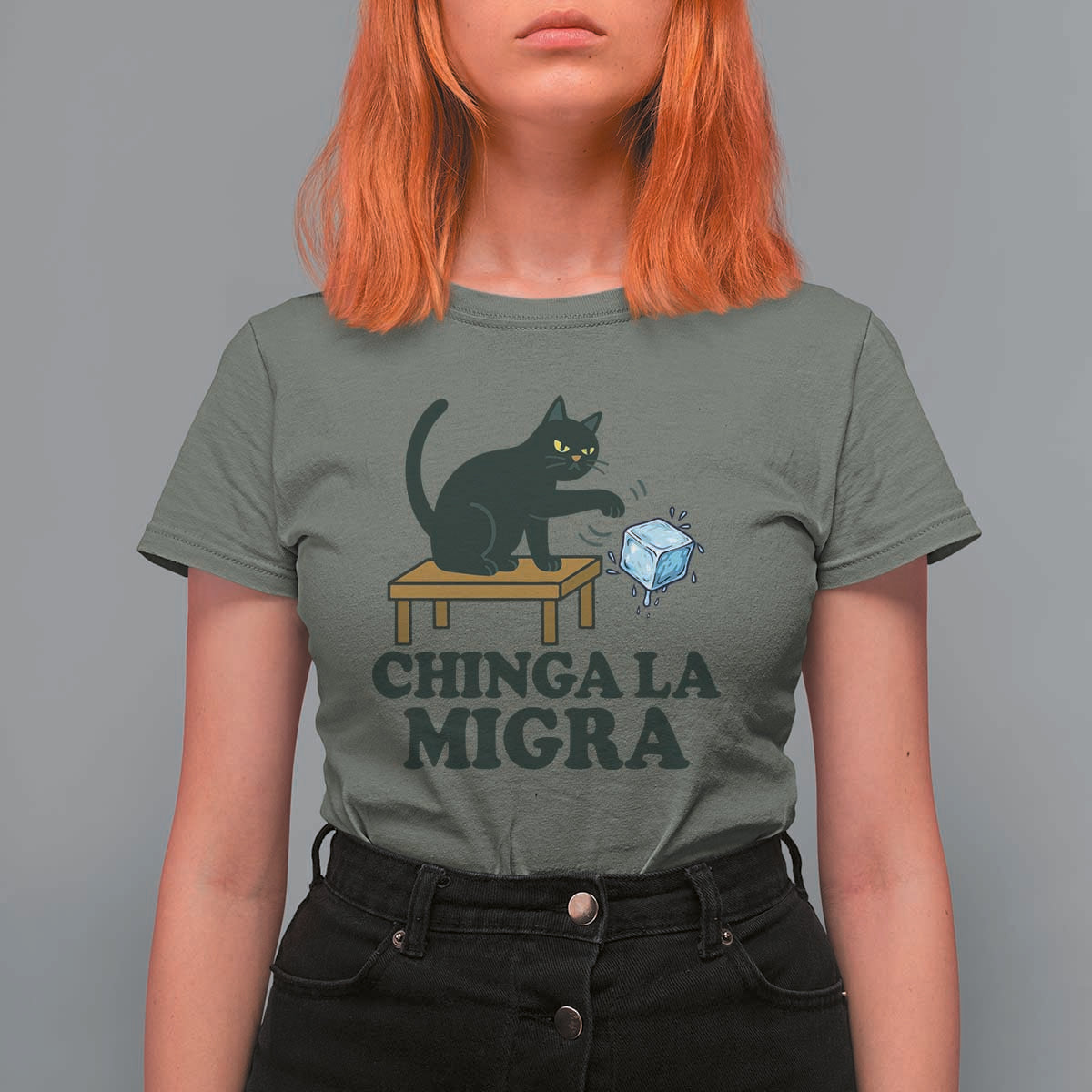 Chinga La Migra T Shirt For Women Funny Immigration Rights Cat Political