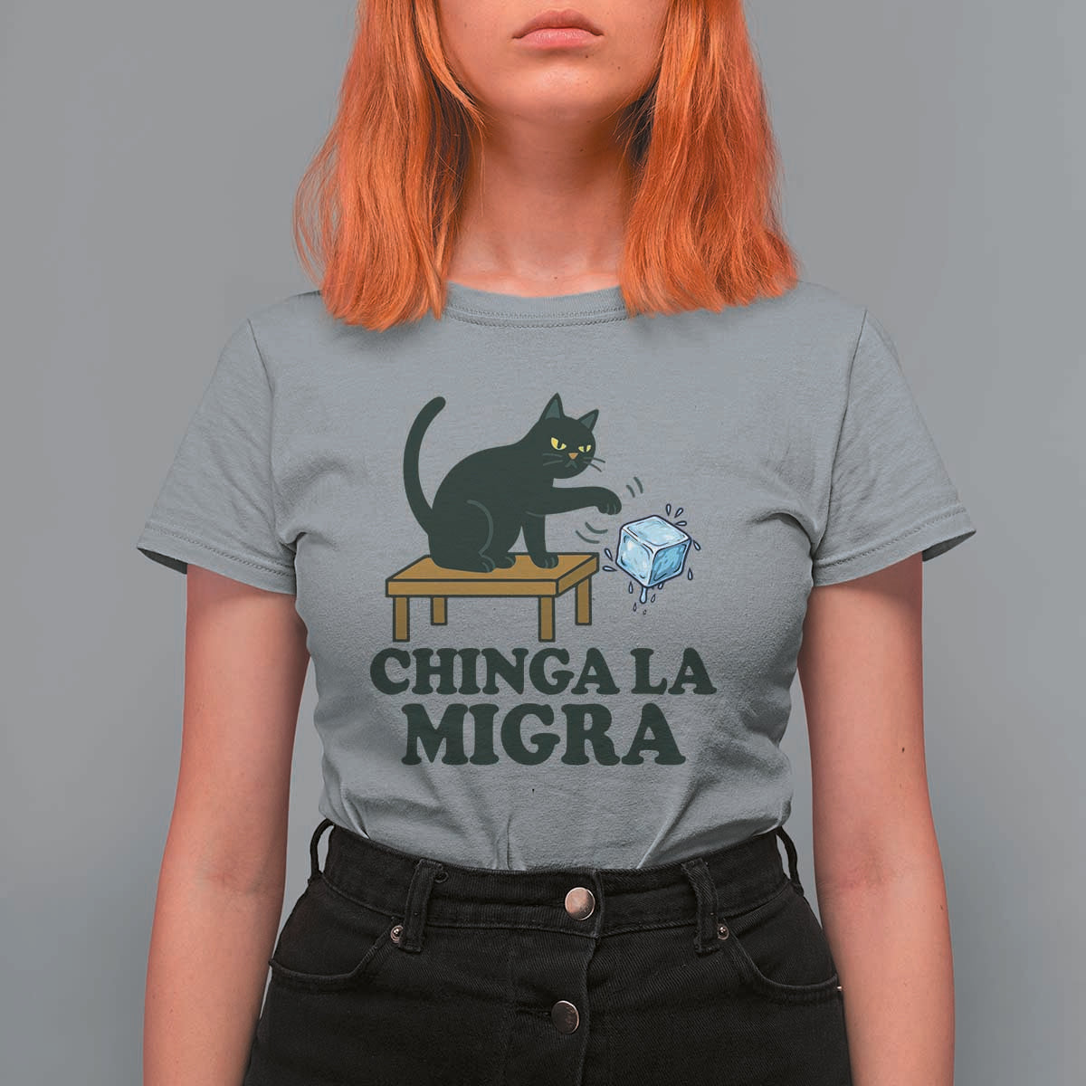 Chinga La Migra T Shirt For Women Funny Immigration Rights Cat Political