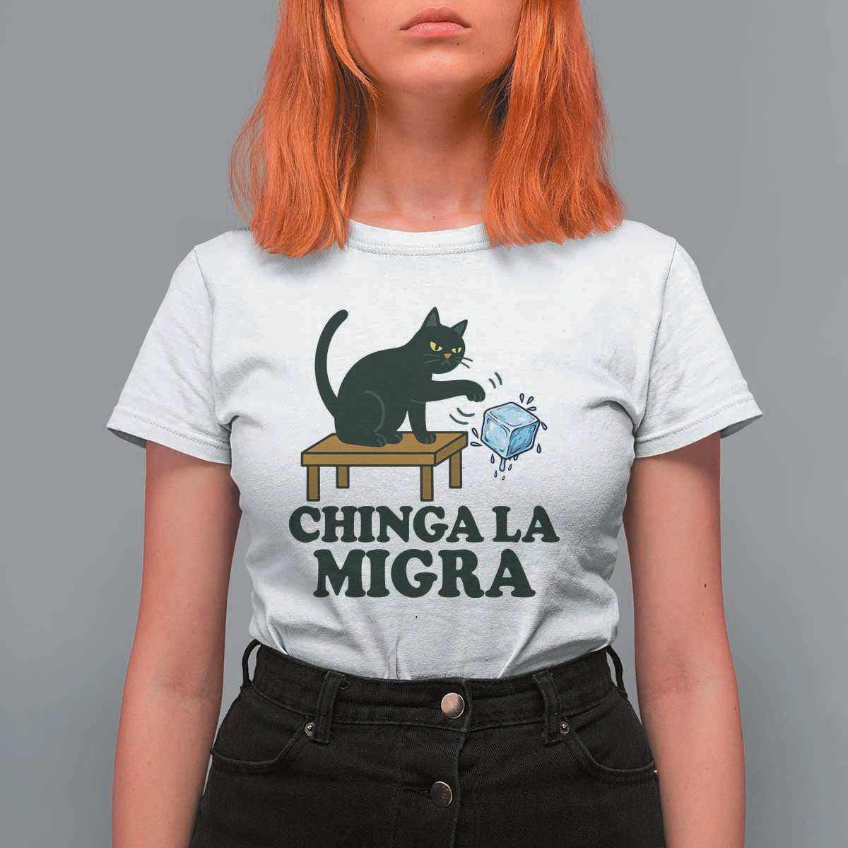 Chinga La Migra T Shirt For Women Funny Immigration Rights Cat Political