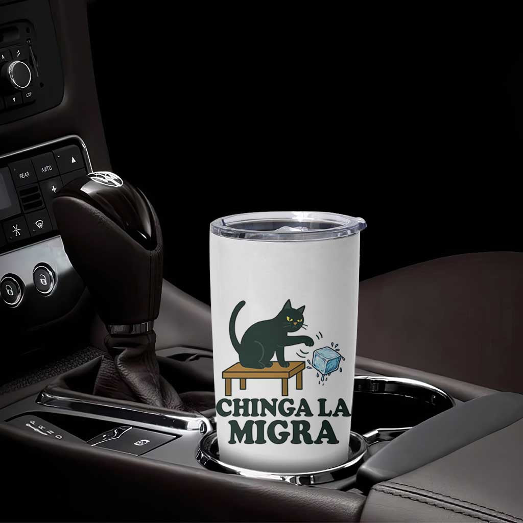 Chinga La Migra Tumbler Cup Funny Immigration Rights Cat Political