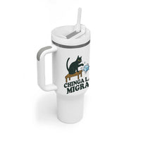 Chinga La Migra Tumbler With Handle Funny Immigration Rights Cat Political