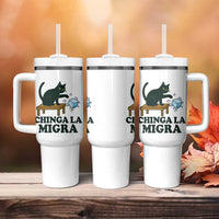 Chinga La Migra Tumbler With Handle Funny Immigration Rights Cat Political