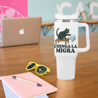 Chinga La Migra Tumbler With Handle Funny Immigration Rights Cat Political