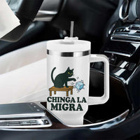 Chinga La Migra Tumbler With Handle Funny Immigration Rights Cat Political