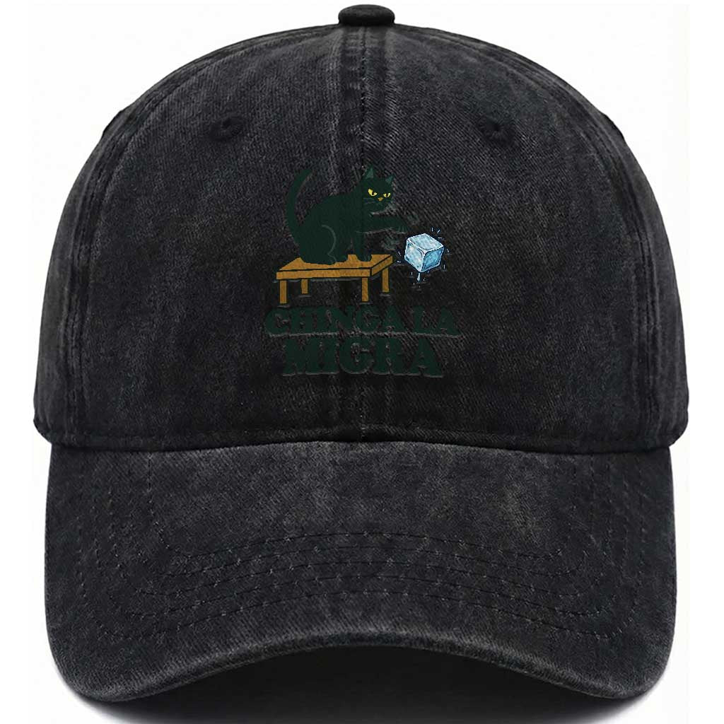 Chinga La Migra Washed Cotton Baseball Cap Funny Immigration Rights Cat Political