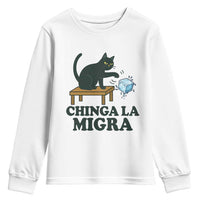 Chinga La Migra Youth Sweatshirt Funny Immigration Rights Cat Political