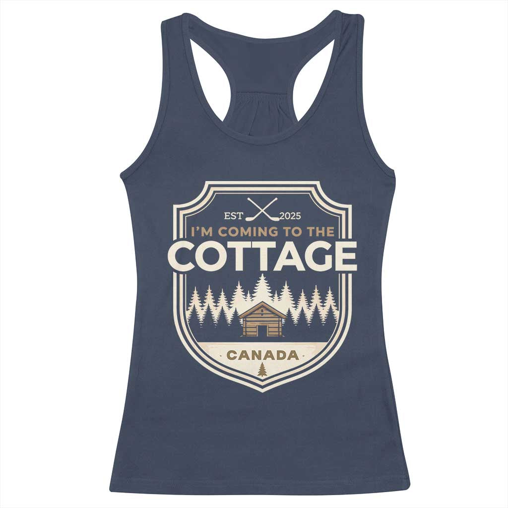 I Am Coming To The Cottage Racerback Tank Top Funny Romance Hockey