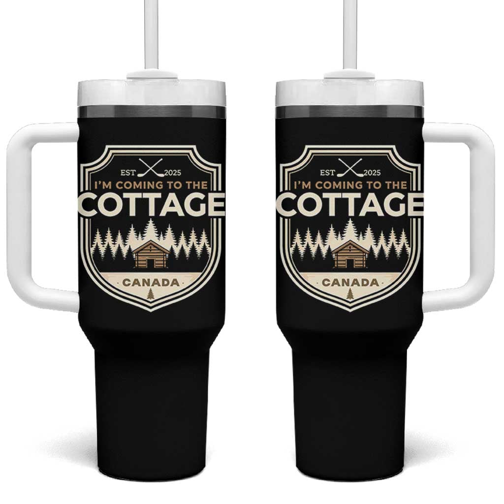 I Am Coming To The Cottage Tumbler With Handle Funny Romance Hockey