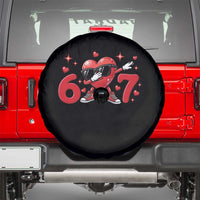 Funny Six Seven 67 Valentines Dabbing Heart Spare Tire Cover