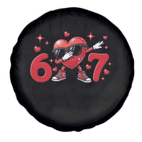 Funny Six Seven 67 Valentines Dabbing Heart Spare Tire Cover