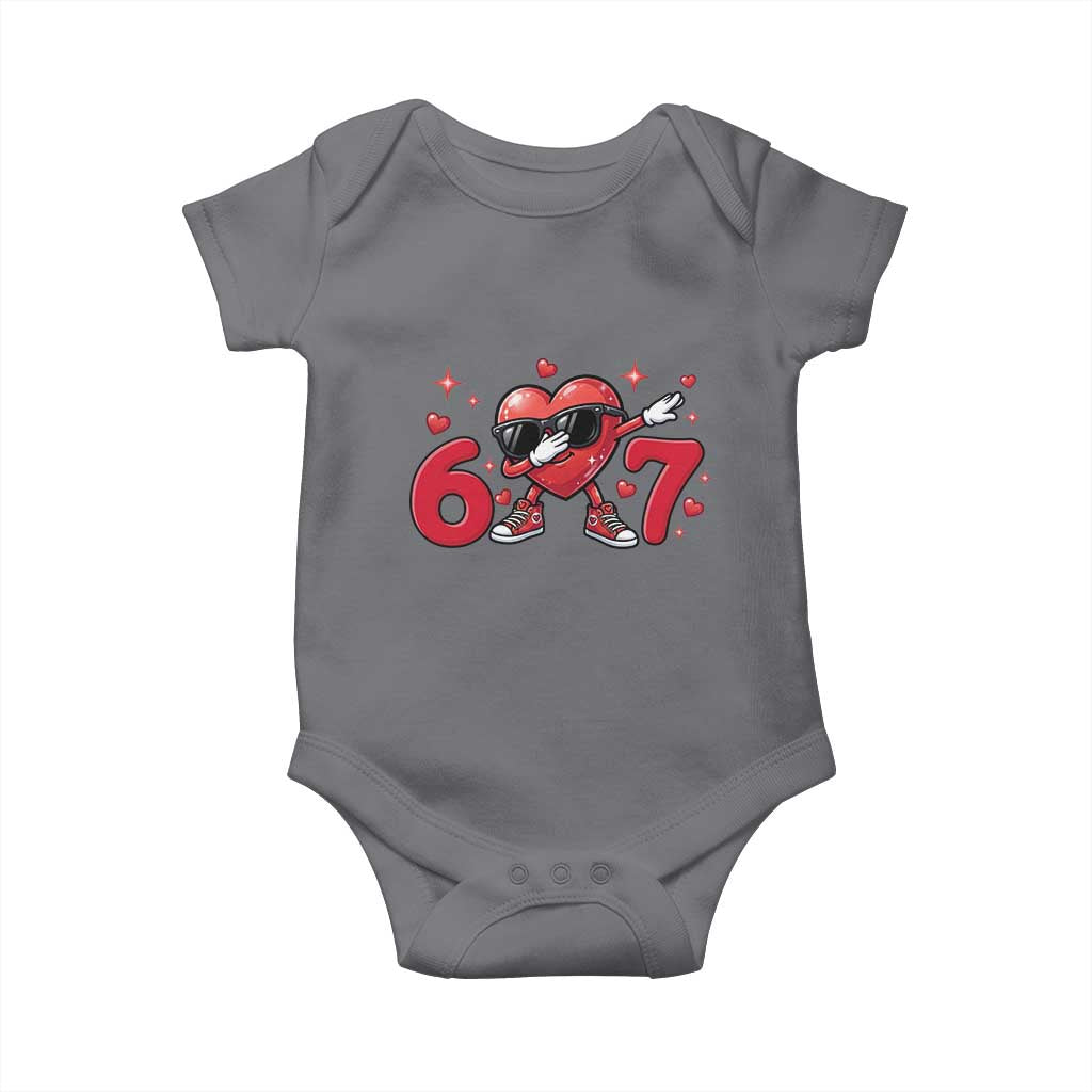Funny Six Seven 67 Valentines Dabbing Heart Baby Onesie