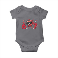 Funny Six Seven 67 Valentines Dabbing Heart Baby Onesie