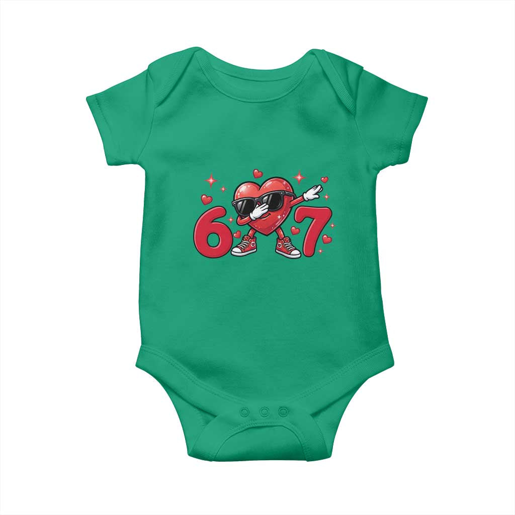 Funny Six Seven 67 Valentines Dabbing Heart Baby Onesie