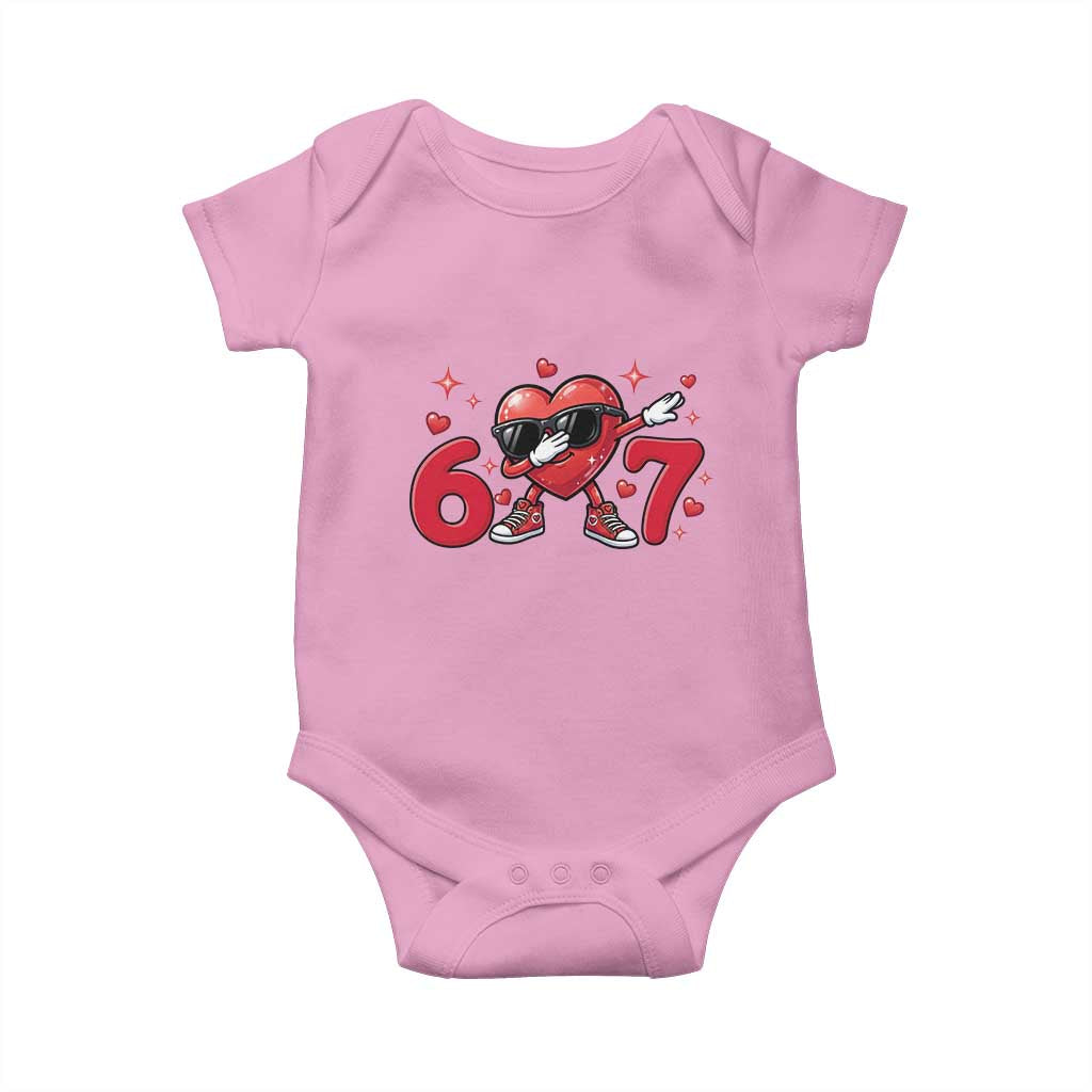 Funny Six Seven 67 Valentines Dabbing Heart Baby Onesie