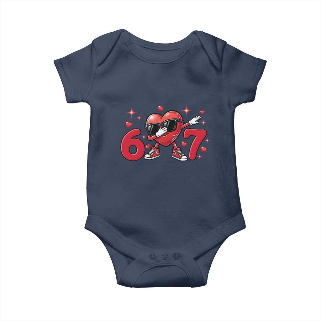 Funny Six Seven 67 Valentines Dabbing Heart Baby Onesie
