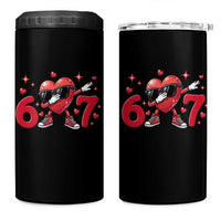 Funny Six Seven 67 Valentines Dabbing Heart 4 in 1 Can Cooler Tumbler