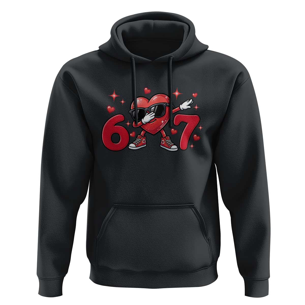 Funny Six Seven 67 Valentines Dabbing Heart Hoodie