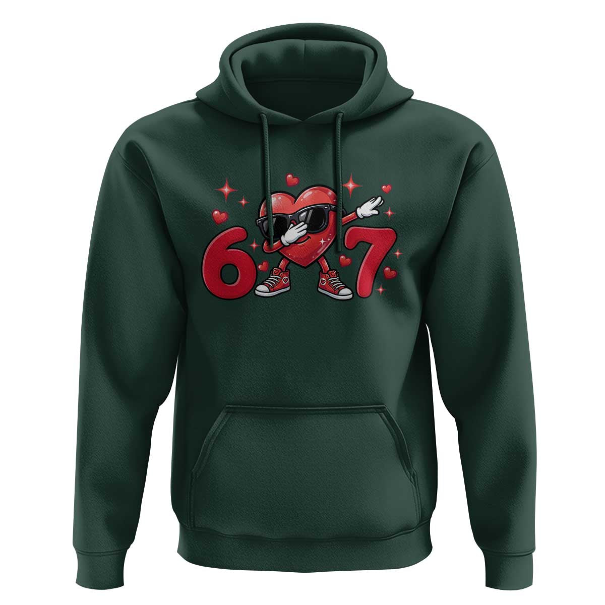 Funny Six Seven 67 Valentines Dabbing Heart Hoodie