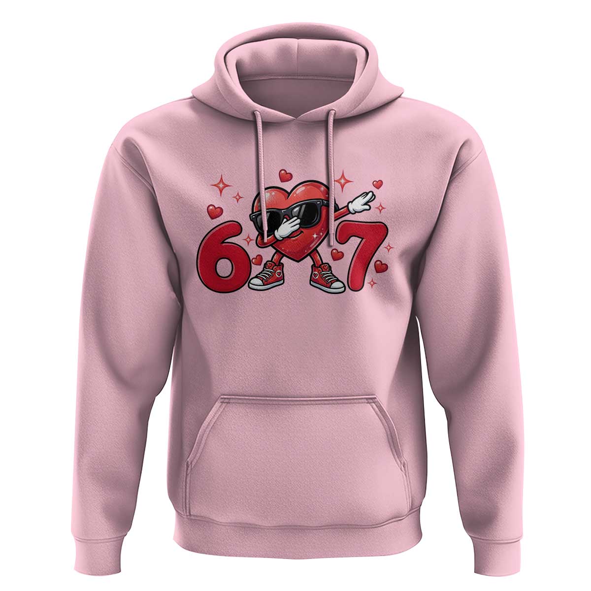 Funny Six Seven 67 Valentines Dabbing Heart Hoodie