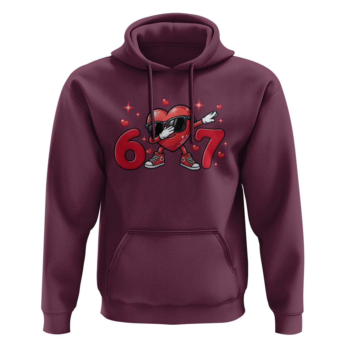 Funny Six Seven 67 Valentines Dabbing Heart Hoodie