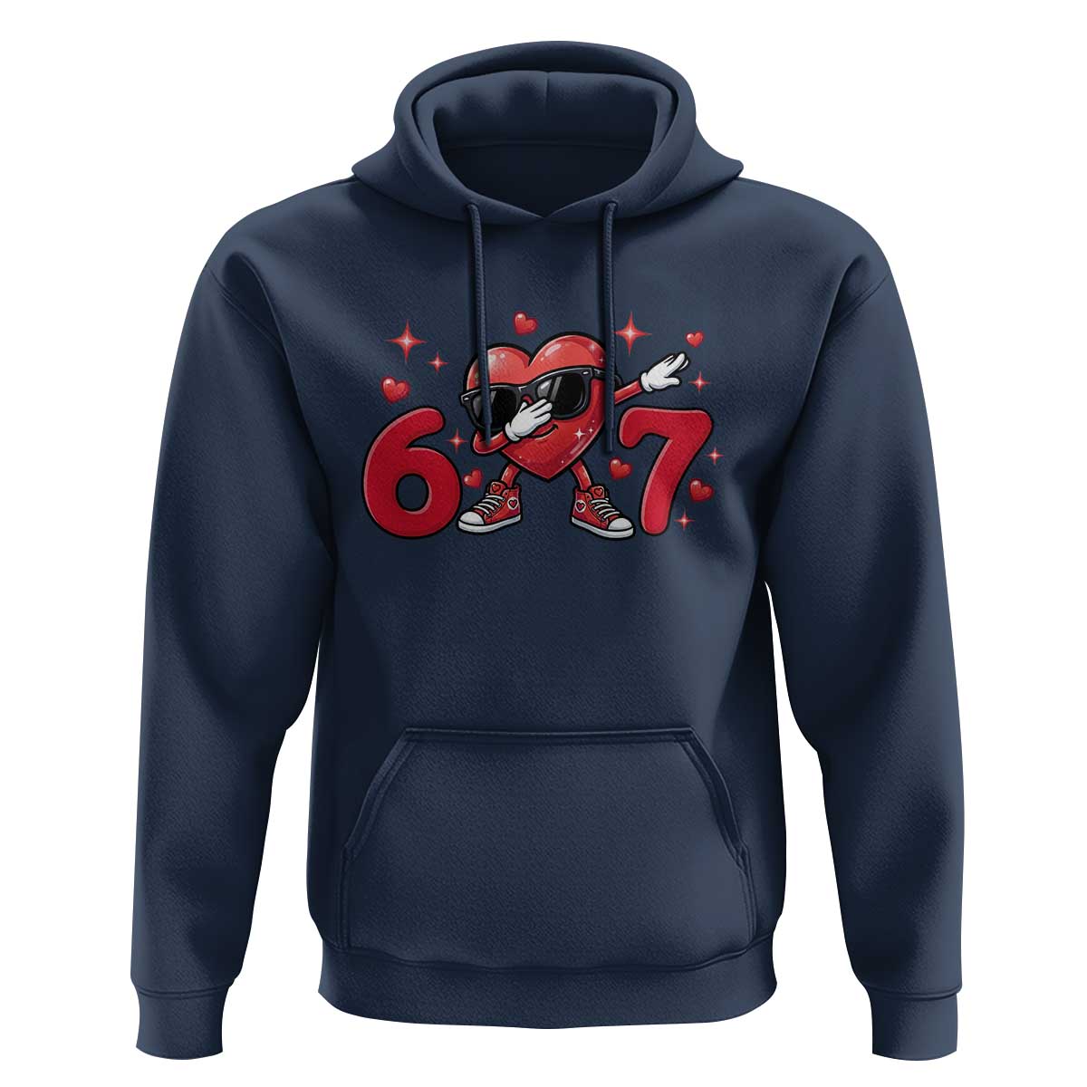 Funny Six Seven 67 Valentines Dabbing Heart Hoodie