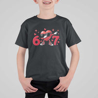 Funny Six Seven 67 Valentines Dabbing Heart T Shirt For Kid