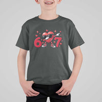 Funny Six Seven 67 Valentines Dabbing Heart T Shirt For Kid