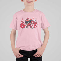 Funny Six Seven 67 Valentines Dabbing Heart T Shirt For Kid
