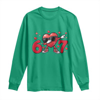 Funny Six Seven 67 Valentines Dabbing Heart Long Sleeve Shirt