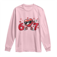 Funny Six Seven 67 Valentines Dabbing Heart Long Sleeve Shirt