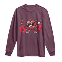 Funny Six Seven 67 Valentines Dabbing Heart Long Sleeve Shirt