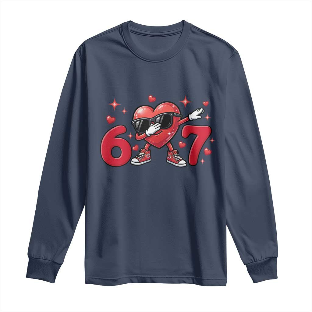 Funny Six Seven 67 Valentines Dabbing Heart Long Sleeve Shirt