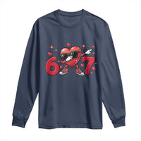 Funny Six Seven 67 Valentines Dabbing Heart Long Sleeve Shirt